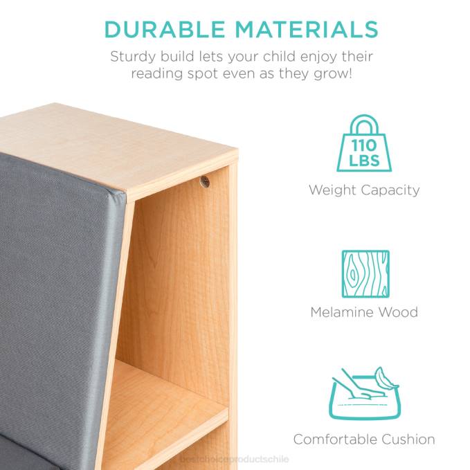 accesorio Best Choice Products Muebles de librería infantil de 6 cubículos con rincón de lectura acolchado marrón08BN735