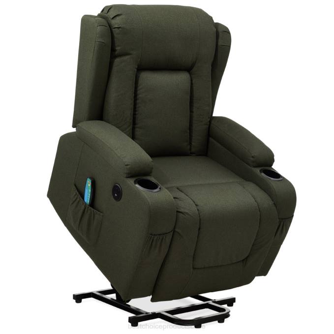 accesorio Best Choice Products Sillón de masaje reclinable con elevador eléctrico con calefacción, puerto USB y portavasos aceituna08BN340