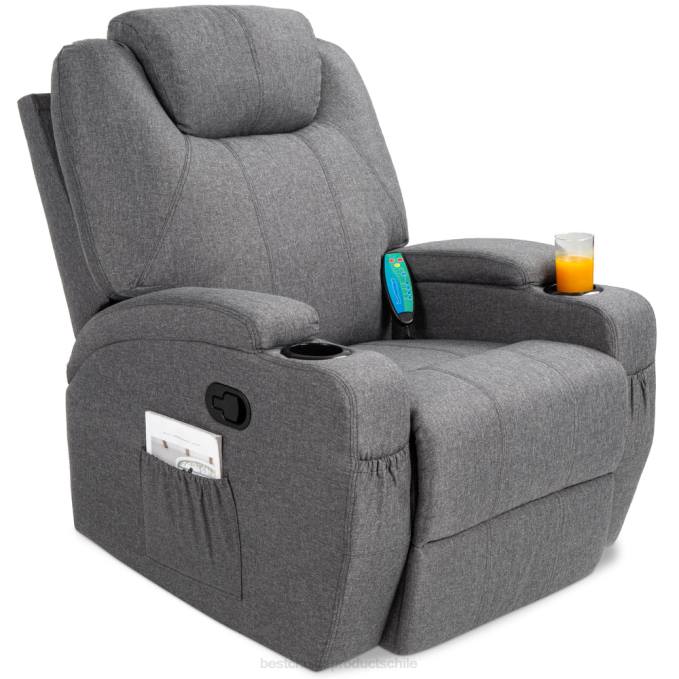 accesorio Best Choice Products Sillón reclinable de masaje giratorio de tela de lino con control remoto, 5 modos gris08BN1224