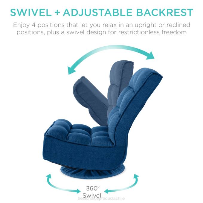 accesorio Best Choice Products Silla de juego de piso plegable con giro de 360 ​​grados y 4 posiciones ajustables azul oscuro08BN1211