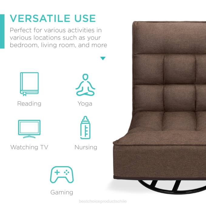 accesorio Best Choice Products Silla de juego de piso plegable con giro de 360 ​​grados y 4 posiciones ajustables café08BN1210