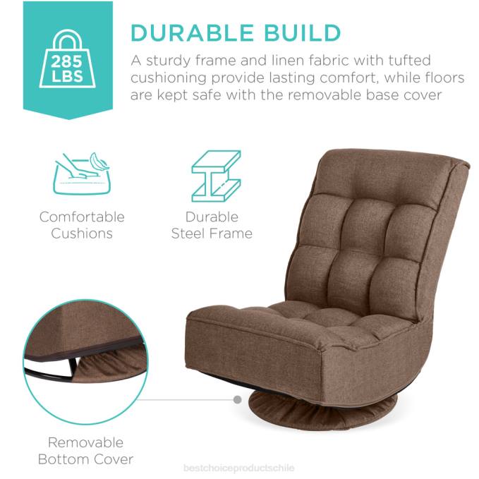 accesorio Best Choice Products Silla de juego de piso plegable con giro de 360 ​​grados y 4 posiciones ajustables café08BN1210