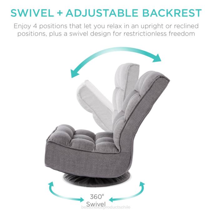 accesorio Best Choice Products Silla de juego de piso plegable con giro de 360 ​​grados y 4 posiciones ajustables gris oscuro08BN1212