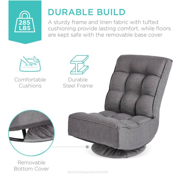 accesorio Best Choice Products Silla de juego de piso plegable con giro de 360 ​​grados y 4 posiciones ajustables gris oscuro08BN1212