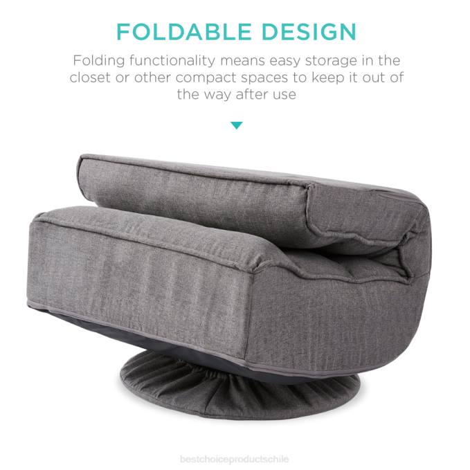 accesorio Best Choice Products Silla de juego de piso plegable con giro de 360 ​​grados y 4 posiciones ajustables gris oscuro08BN1212