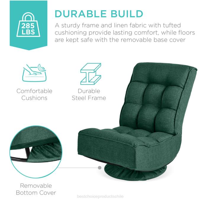 accesorio Best Choice Products Silla de juego de piso plegable con giro de 360 ​​grados y 4 posiciones ajustables verde08BN1214