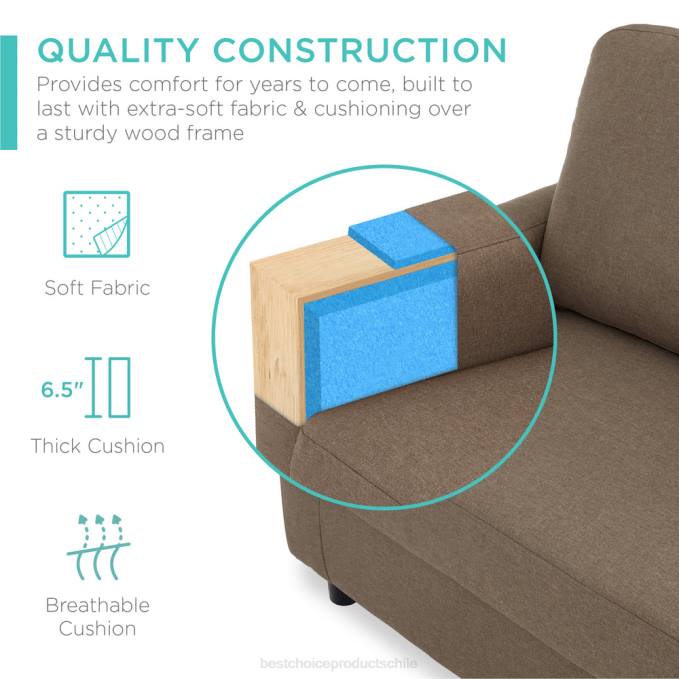 accesorio Best Choice Products Sofá seccional tapizado con chaise lounge, banco otomano reversible marrón08BN587