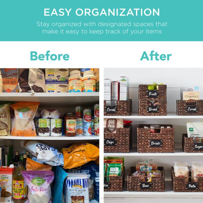 accesorio Best Choice Products juego de 2 cestas de despensa de jacinto de agua con pizarra y marcador marrón08BN641