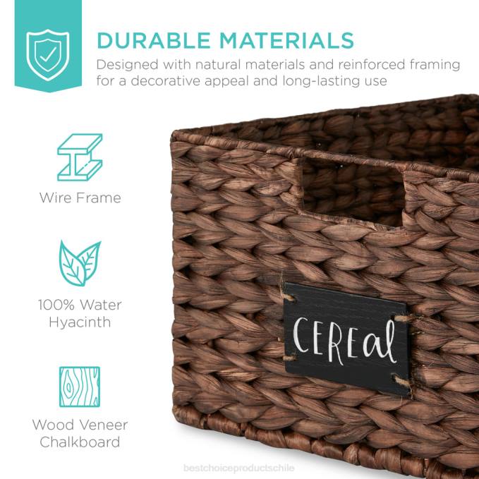 accesorio Best Choice Products juego de 2 cestas de despensa de jacinto de agua con pizarra y marcador marrón08BN641