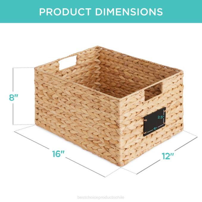 accesorio Best Choice Products juego de 2 cestas de despensa de jacinto de agua con pizarra y marcador natural08BN640