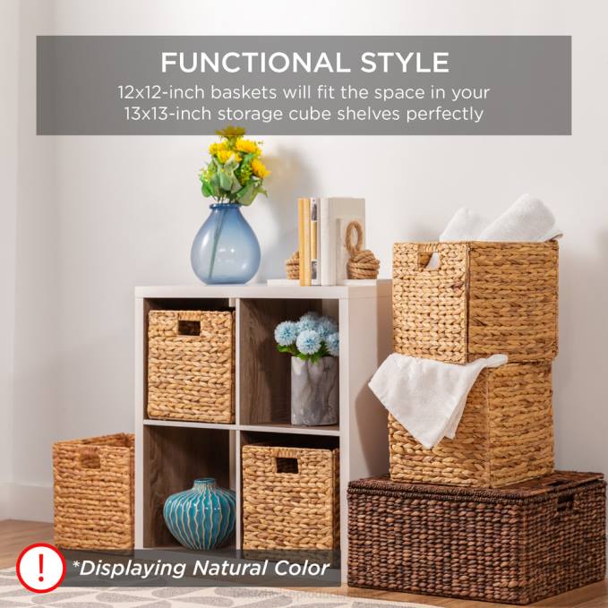 accesorio Best Choice Products juego de 5 cestas de almacenamiento plegables de jacinto con inserciones Café exprés08BN707