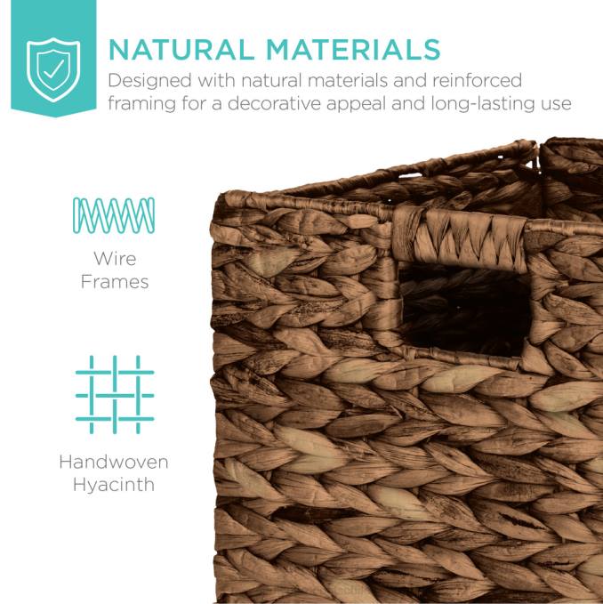 accesorio Best Choice Products juego de 5 cestas de almacenamiento plegables de jacinto con inserciones Café exprés08BN707