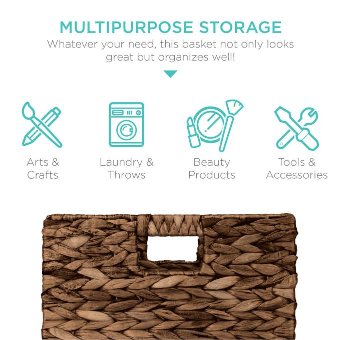 accesorio Best Choice Products juego de 5 cestas de almacenamiento plegables de jacinto con inserciones Café exprés08BN707