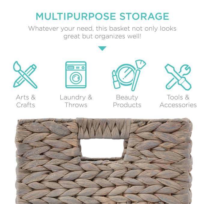 accesorio Best Choice Products juego de 5 cestas de almacenamiento plegables de jacinto con inserciones gris08BN710