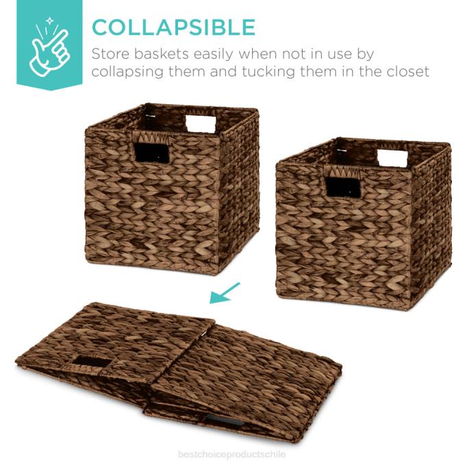 accesorio Best Choice Products juego de 5 cestas de almacenamiento plegables de jacinto con inserciones marrón08BN1237