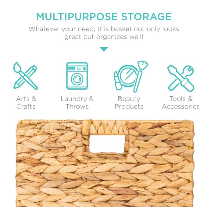 accesorio Best Choice Products juego de 5 cestas de almacenamiento plegables de jacinto con inserciones natural08BN1235