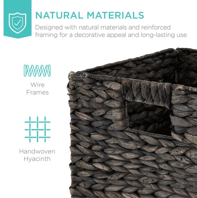 accesorio Best Choice Products juego de 5 cestas de almacenamiento plegables de jacinto con inserciones negro08BN681