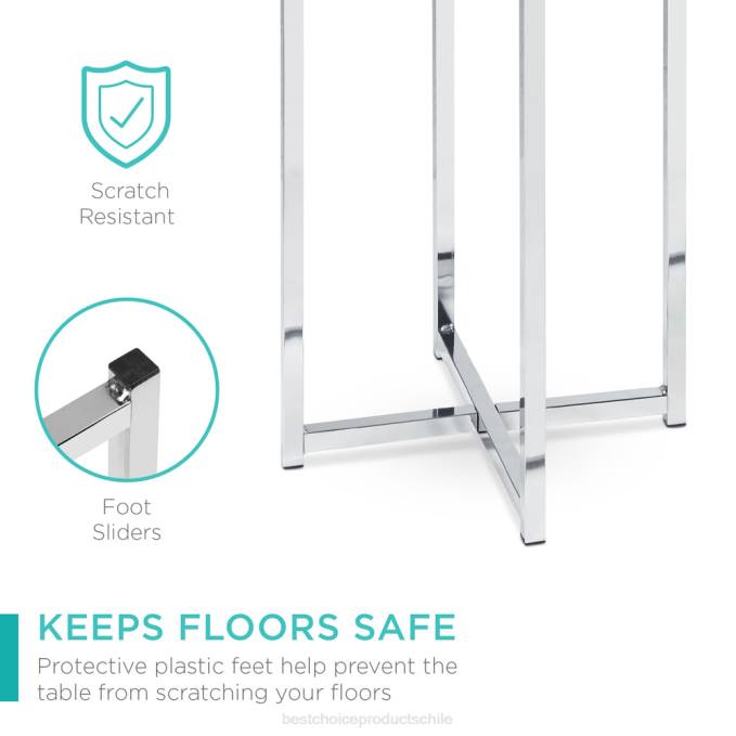 accesorio Best Choice Products mesa auxiliar de café redonda con tapa de mármol sintético y estructura de metal blanco/cromo08BN1247