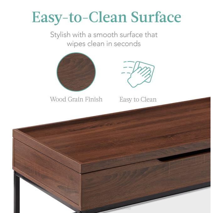 accesorio Best Choice Products mesa de centro elevable con borde de bandeja, acabado de madera veteada marrón08BN656