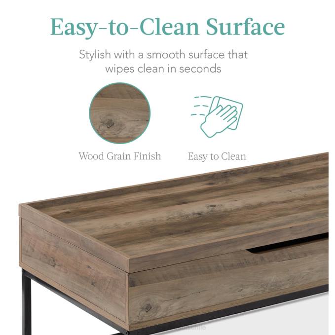 accesorio Best Choice Products mesa de centro elevable con borde de bandeja, acabado de madera veteada roble gris08BN655