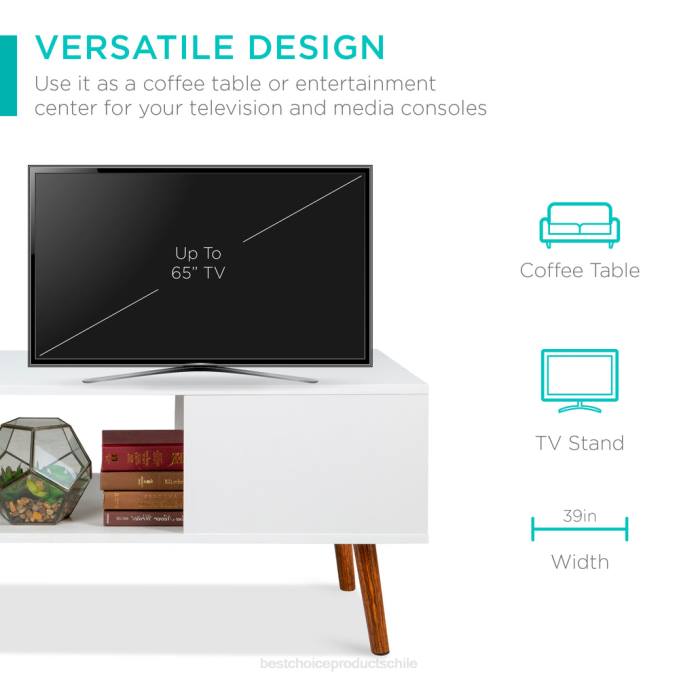 accesorio Best Choice Products mesa de centro moderna de madera de mediados de siglo con estante de almacenamiento abierto blanco08BN370