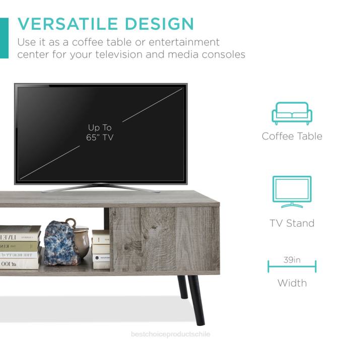 accesorio Best Choice Products mesa de centro moderna de madera de mediados de siglo con estante de almacenamiento abierto gris08BN374