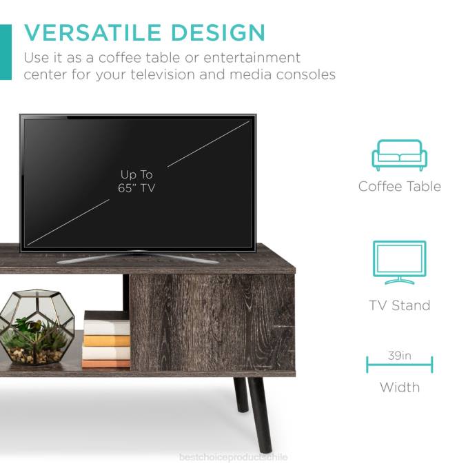 accesorio Best Choice Products mesa de centro moderna de madera de mediados de siglo con estante de almacenamiento abierto negro08BN371