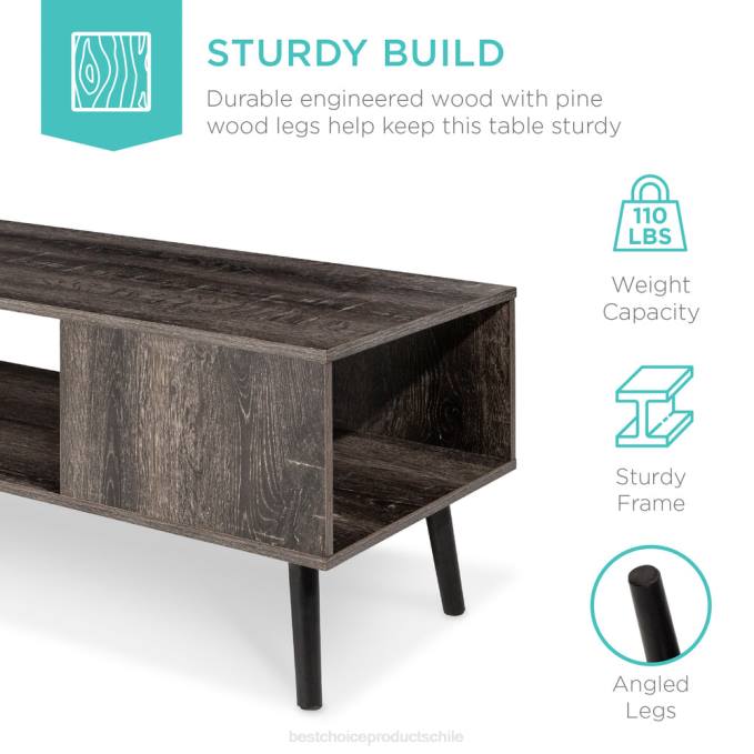 accesorio Best Choice Products mesa de centro moderna de madera de mediados de siglo con estante de almacenamiento abierto negro08BN371
