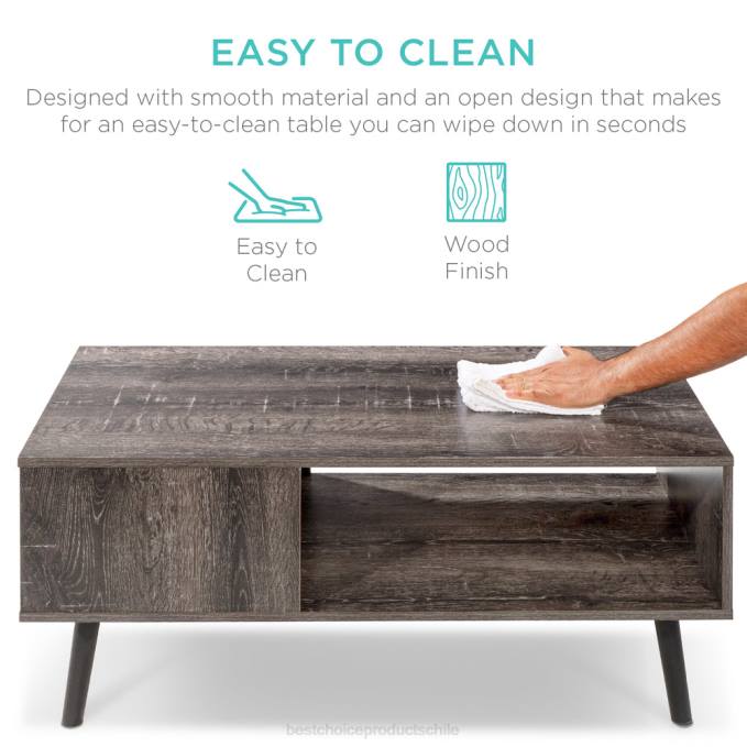 accesorio Best Choice Products mesa de centro moderna de madera de mediados de siglo con estante de almacenamiento abierto negro08BN371