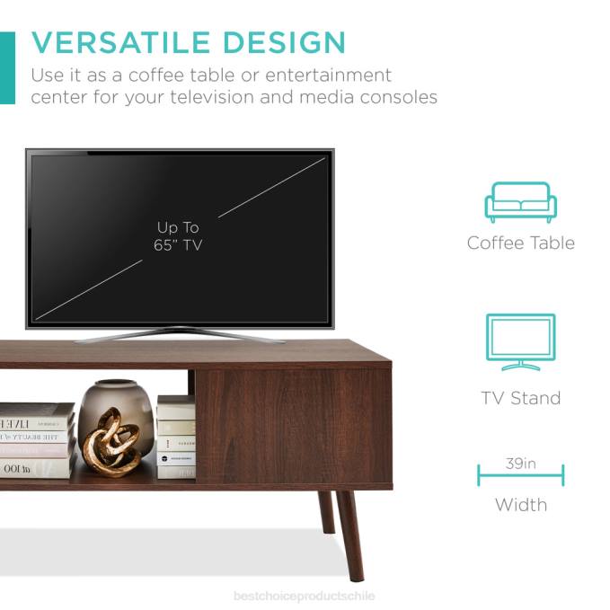 accesorio Best Choice Products mesa de centro moderna de madera de mediados de siglo con estante de almacenamiento abierto nuez08BN373