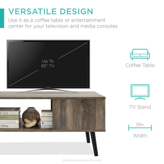 accesorio Best Choice Products mesa de centro moderna de madera de mediados de siglo con estante de almacenamiento abierto roble gris08BN372