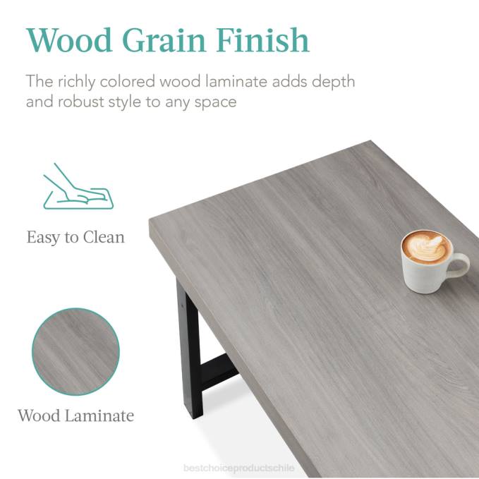 accesorio Best Choice Products mesa de centro rectangular moderna con tapa de bloque de carnicero y patas de metal gris08BN739