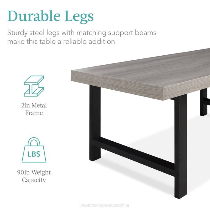 accesorio Best Choice Products mesa de centro rectangular moderna con tapa de bloque de carnicero y patas de metal gris08BN739