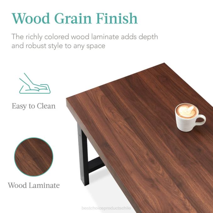 accesorio Best Choice Products mesa de centro rectangular moderna con tapa de bloque de carnicero y patas de metal marrón08BN740