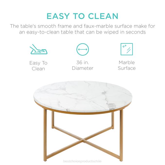 accesorio Best Choice Products mesa de centro redonda con tapa de mármol sintético y estructura de metal oro08BN652
