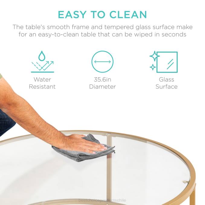 accesorio Best Choice Products mesa de centro redonda de vidrio templado con estructura de acero oro08BN1241