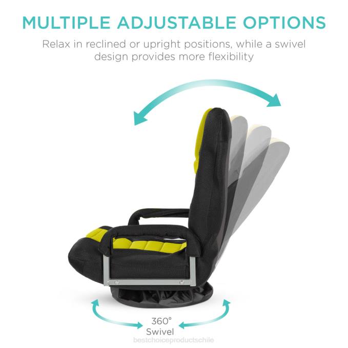 accesorio Best Choice Products silla de piso para juegos con giro de 360 ​​grados, reposabrazos y respaldo ajustable amarillo negro08BN1173