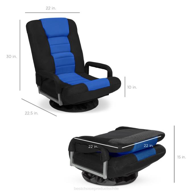 accesorio Best Choice Products silla de piso para juegos con giro de 360 ​​grados, reposabrazos y respaldo ajustable azul negro08BN1164