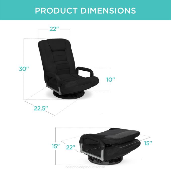 accesorio Best Choice Products silla de piso para juegos con giro de 360 ​​grados, reposabrazos y respaldo ajustable negro08BN1171