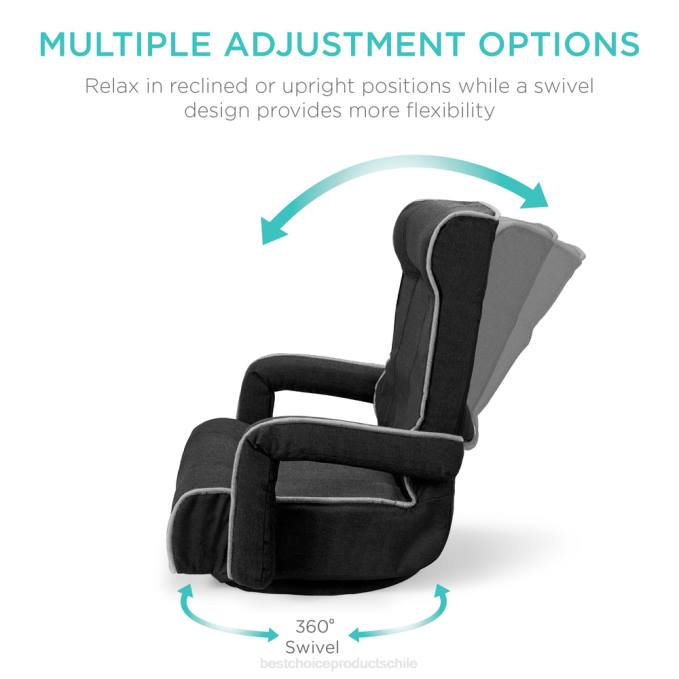 accesorio Best Choice Products silla de piso para juegos giratoria de gran tamaño con reposabrazos y respaldo ajustable gris claro08BN1297