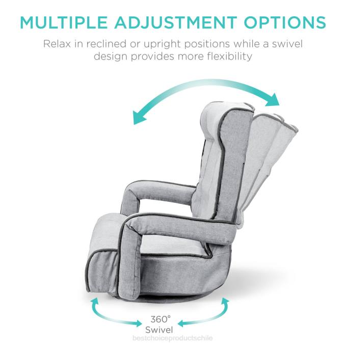 accesorio Best Choice Products silla de piso para juegos giratoria de gran tamaño con reposabrazos y respaldo ajustable gris claro08BN1297