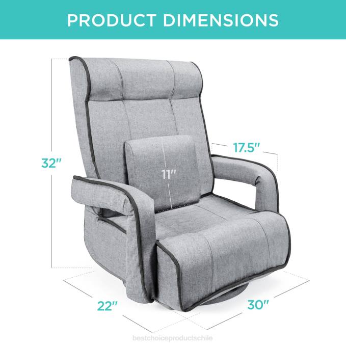accesorio Best Choice Products silla de piso para juegos giratoria de gran tamaño con reposabrazos y respaldo ajustable gris claro08BN1297