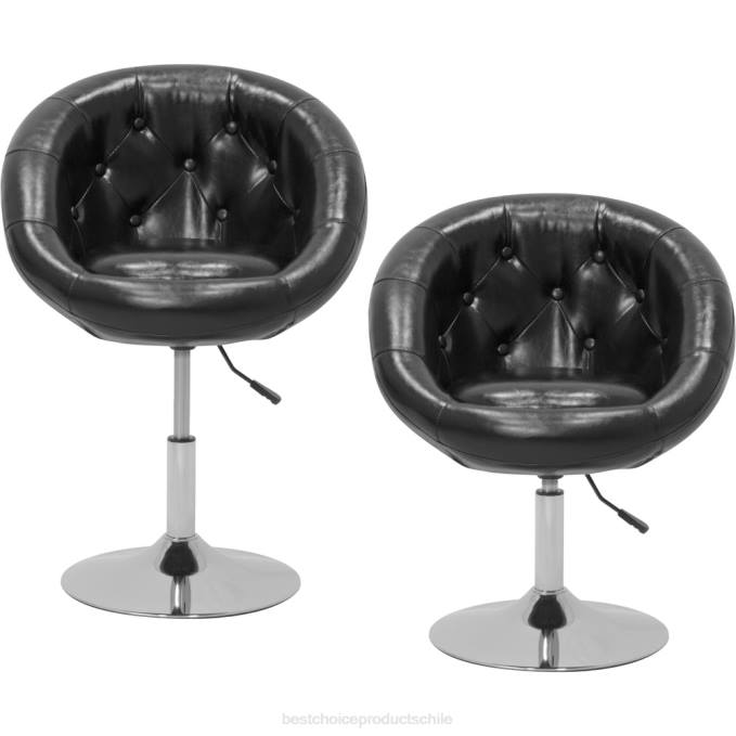 accesorio Best Choice Products silla decorativa giratoria redonda capitoné ajustable negro08BN1268