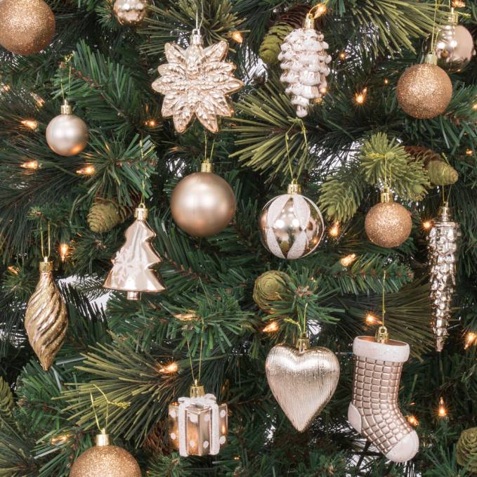 estacional Best Choice Products Juego de 72 adornos navideños hechos a mano e inastillables. oro rosa08BN268