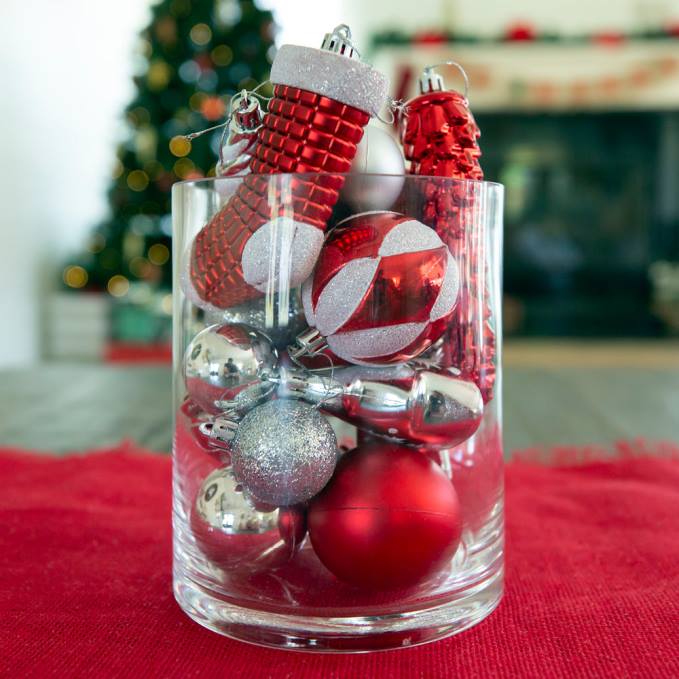 estacional Best Choice Products Juego de 72 adornos navideños hechos a mano e inastillables. rojo/plata08BN269