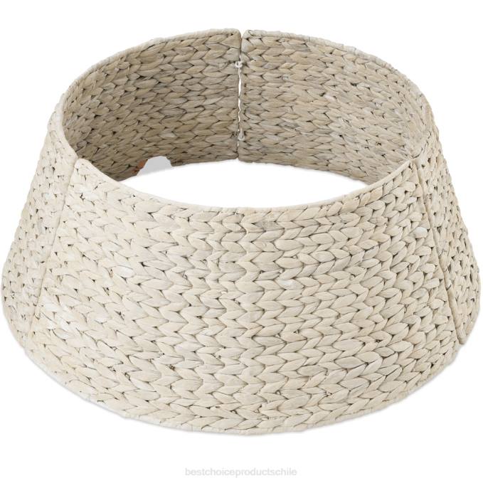 estacional Best Choice Products collar de árbol navideño de jacinto tejido blanco lavado08BN83