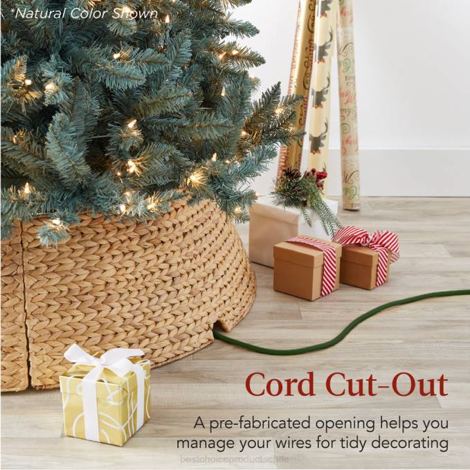 estacional Best Choice Products collar de árbol navideño de jacinto tejido tabaco08BN76