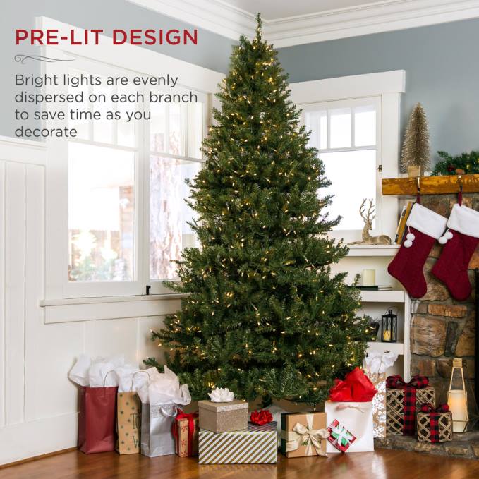 estacional Best Choice Products Árbol de Navidad artificial Douglas con bisagras preiluminado pararse08BN80