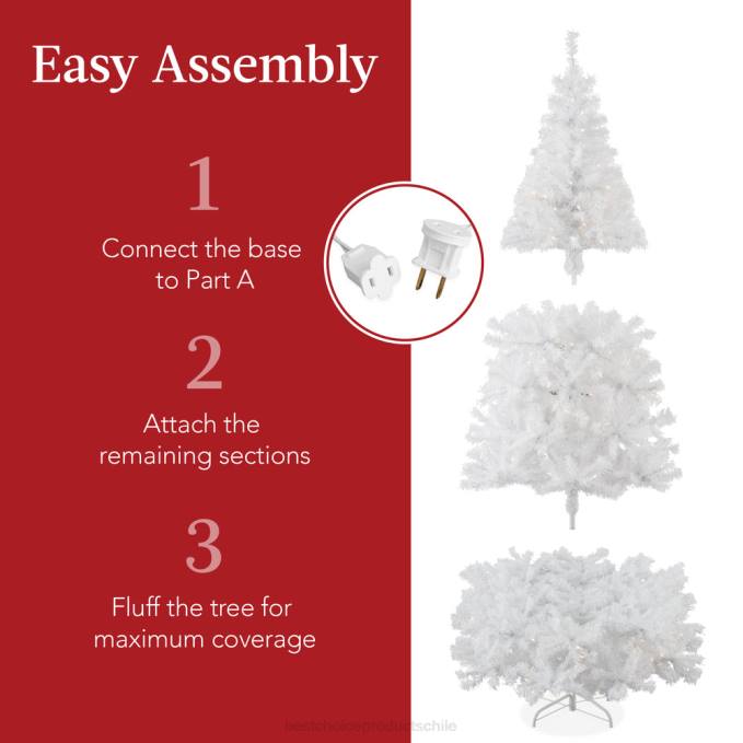 estacional Best Choice Products Árbol de Navidad artificial de pino blanco con bisagras preiluminado y luces soporte metálico08BN184