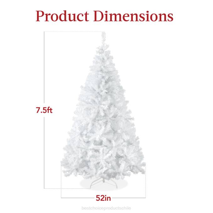 estacional Best Choice Products Árbol de Navidad artificial de pino blanco con bisagras preiluminado y luces soporte metálico08BN186